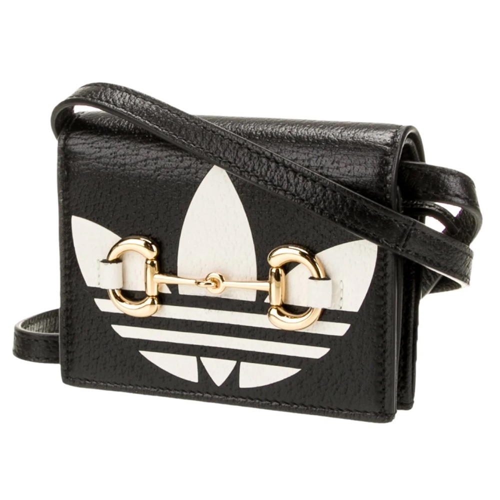 Gucci X Adidas Black and White Wallet/Wallet on Strap Bag